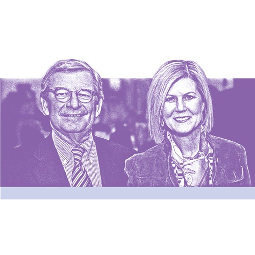 Photo illustration of Leonard Riggs, MD, and Peggy Riggs