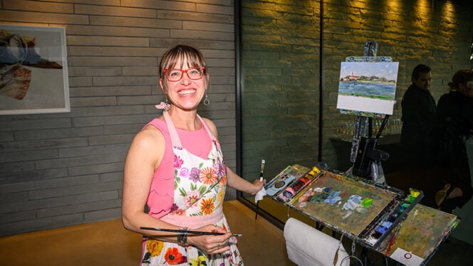 Photo of artist-in-residence Juliana Crownover at the Arts in Medicine 10 year anniversary event.