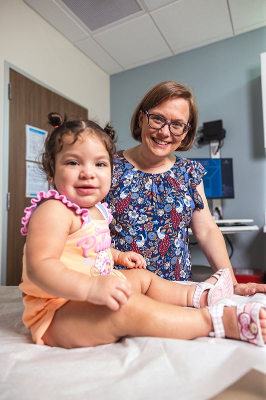 Photo of pediatric patient and pediatrician Dr. Emily Sloan at Baylor Scott & White St. Philip's Community Care Clinic