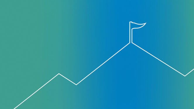 Illustration of a mountain path leading to a flag at the summit