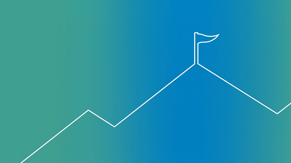 Illustration of a mountain path leading to a flag at the summit